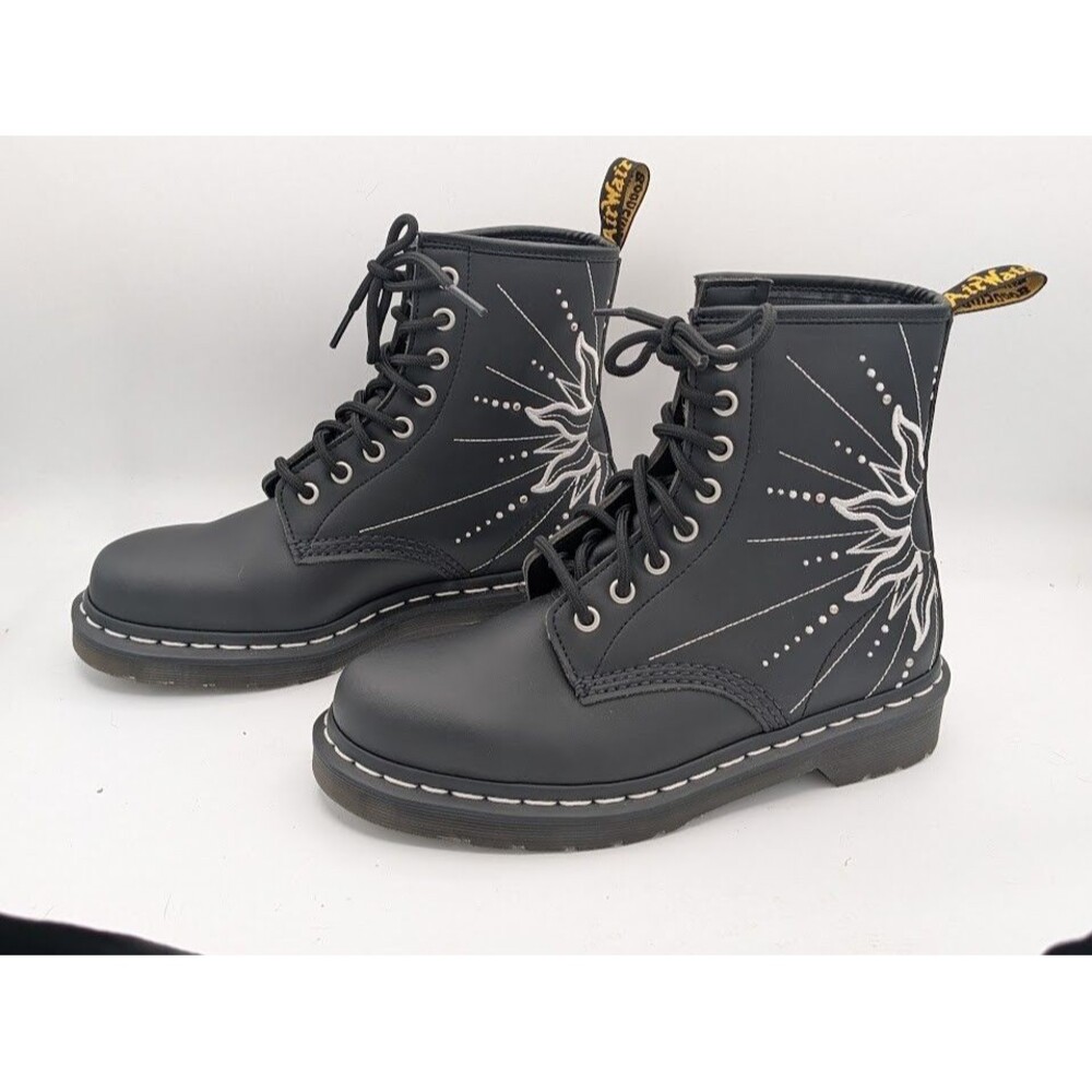 Dr Martens 1460 Solar Flare Boots Womens 7 Mens 6 Black Leather Embroidered NWOT